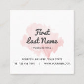 Modern erröten rosa Aquarell-Quadrat-Visitenkarte Quadratische Visitenkarte (Rückseite)