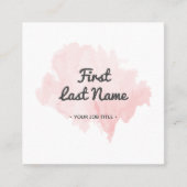 Modern erröten rosa Aquarell-Quadrat-Visitenkarte Quadratische Visitenkarte (Vorderseite)