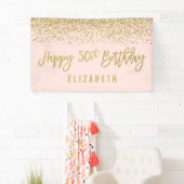 Modern erröten rosa Imitat-GoldGlitzer-50. Banner (Insitu)