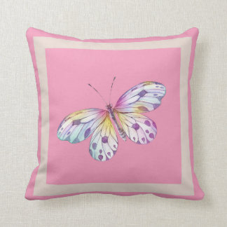 Modern erröten rosa Lavendel-Aquarellschmetterling Kissen