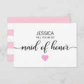 Modern erröten ROSA Sie ist meine TRAUZEUGIN? Einladung (Vorne/Hinten)