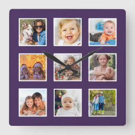 Modern erstellen Sie Ihre individuelle Fotosammlun Quadratische Wanduhr
