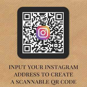 Modern erstellen Sie Ihren Instagramm QR Code schw Quadratischer Aufkleber