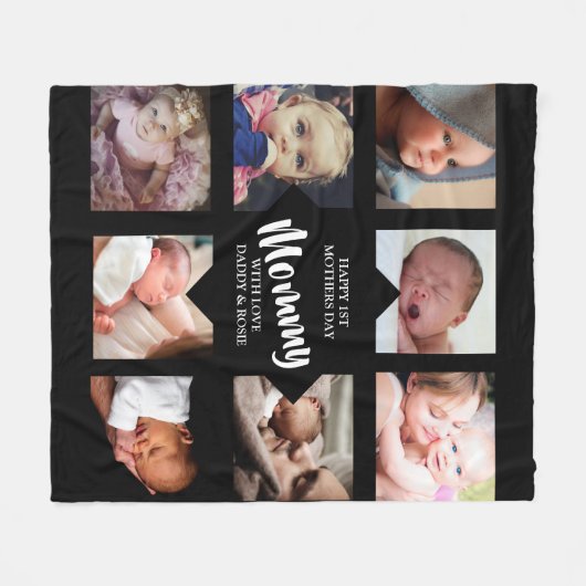 Modern | Erster Muttertag | Foto Collage Fleece (Vorderseite (Horizontal))