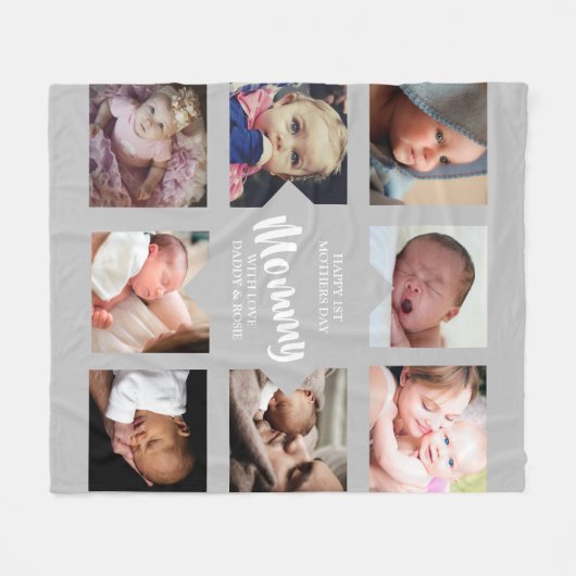 Modern | Erster Muttertag | Foto Collage Fleece (Vorderseite (Horizontal))