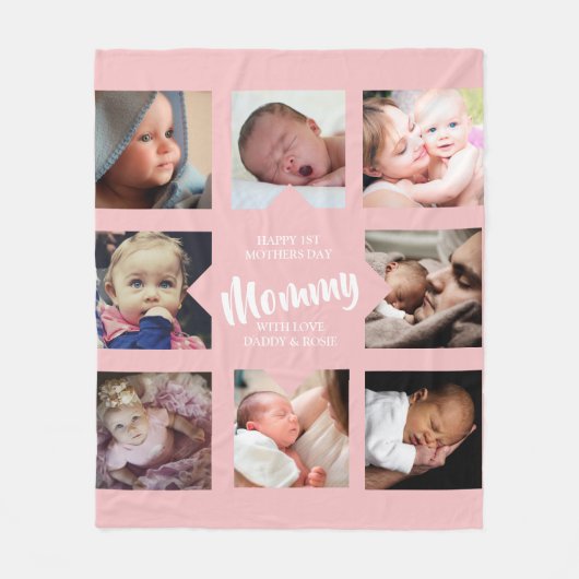 Modern | Erster Muttertag | FotoCollage Fleecedecke (Vorderseite)