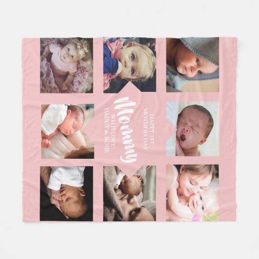 Modern | Erster Muttertag | FotoCollage Fleecedecke (Vorderseite (Horizontal))