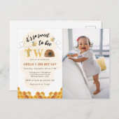 Modern Es ist so süß, ein zweites Foto zu sein Einladungspostkarte (Vorne/Hinten)