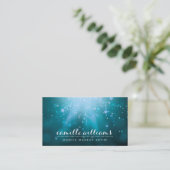 MODERN ETHEREAL BOKEH whimsical magic aqua blue Visitenkarte (Stehend Vorderseite)