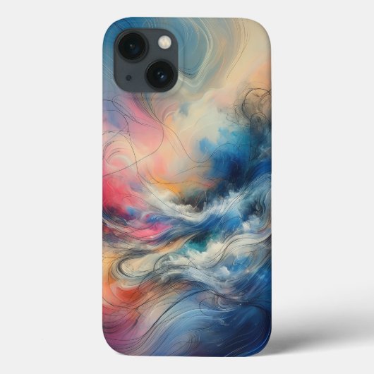 Modern Ethereal Cloud Flow Phone Case Vibrant Blue (Rückseite)