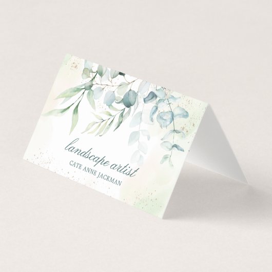 Modern Eucalyptus Greenery QR Code Elegant Visitenkarten (Vorderseite)