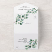 Modern Eucalyptus Greenery Wedding All In One Einladung (Außenbereich)