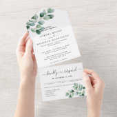 Modern Eucalyptus Greenery Wedding All In One Einladung (Abreißen)