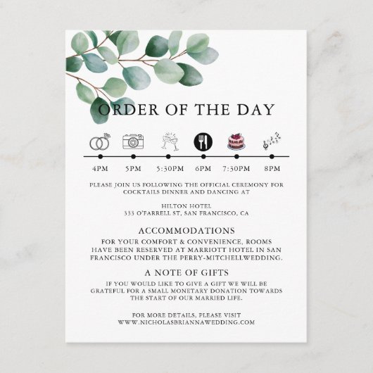 Modern Eucalyptus Greenery Wedding Begleitkarte (Vorderseite)