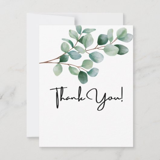Modern Eucalyptus Greenery Wedding Dankeskarte (Vorderseite)