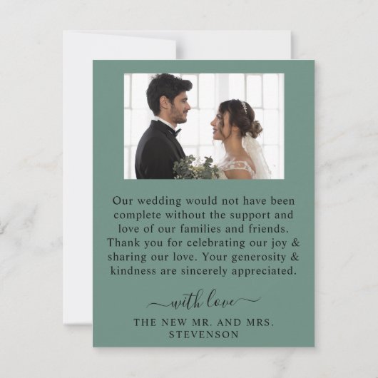 Modern Eucalyptus Greenery Wedding Dankeskarte (Rückseite)