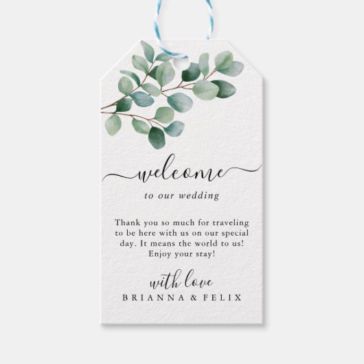 Modern Eucalyptus Greenery Wedding Geschenkanhänger (Vorderseite)