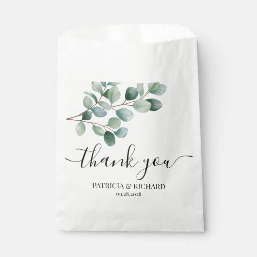 Modern Eucalyptus Greenery Wedding Geschenktütchen (Vorderseite)