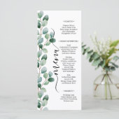 Modern Eucalyptus Greenery Wedding Menükarte (Stehend Vorderseite)