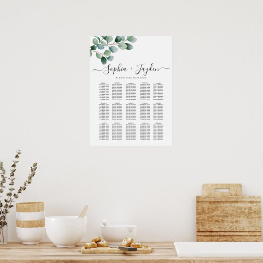 Modern Eucalyptus Greenery Wedding Poster (Küche)