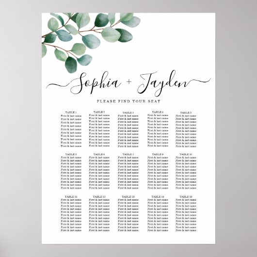 Modern Eucalyptus Greenery Wedding Poster (Vorne)
