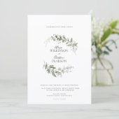 Modern Eucalyptus Greenery Wedding QR Code RSVP Einladung (Stehend Vorderseite)