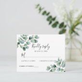 Modern Eucalyptus Greenery Wedding RSVP Karte (Stehend Vorderseite)