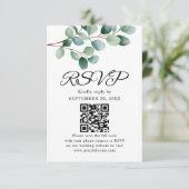 Modern Eucalyptus Greenery Wedding RSVP Karte (Stehend Vorderseite)