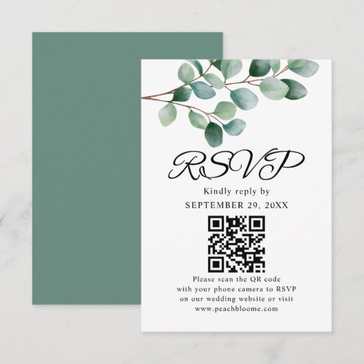 Modern Eucalyptus Greenery Wedding RSVP Karte (Vorne/Hinten)