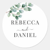Modern Eucalyptus Greenery Wedding Runder Aufkleber (Vorderseite)