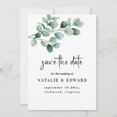 Modern Eucalyptus Greenery Wedding Save The Date (Vorderseite)
