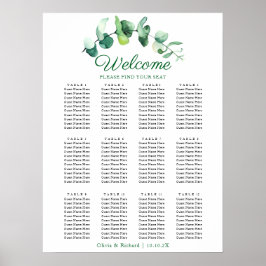 Modern Eucalyptus Greenery Wedding Seating Chart Poster