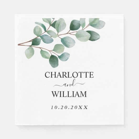 Modern Eucalyptus Greenery Wedding Serviette (Vorderseite)
