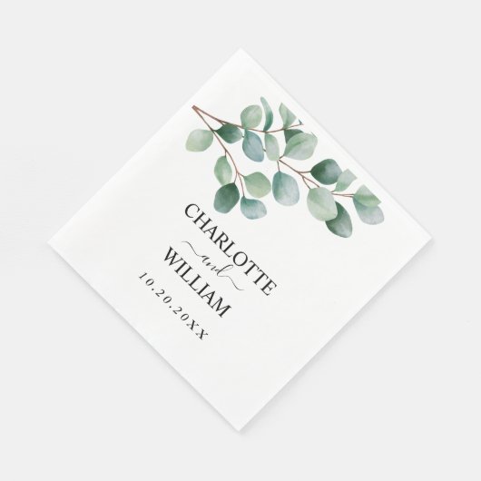 Modern Eucalyptus Greenery Wedding Serviette (Ecke)