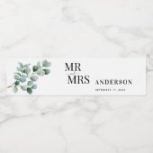 Modern Eucalyptus Greenery Wedding Wasserflaschenetikett (Einzelnes Label)