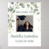 Modern Eucalyptus Minimalist Grad Party Poster (Vorne)