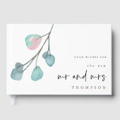 Modern Eucalyptus New Mrs. Name Wedding Gästebuch (Vorderseite)