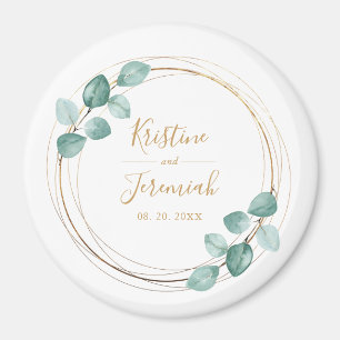 Modern Eucalyptus Watercolor Gold Script Hochzeit Magnet