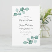 Modern Eucalyptus Watercolor Schwarzes Skript Hoch Einladung (Stehend Vorderseite)