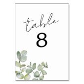 Modern Eucalyptus Watercolor Wedding Table Number Tischnummer (Vorderseite)