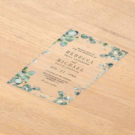 Modern Eucalyptus Wedding Acryleinladungen (Ablage )
