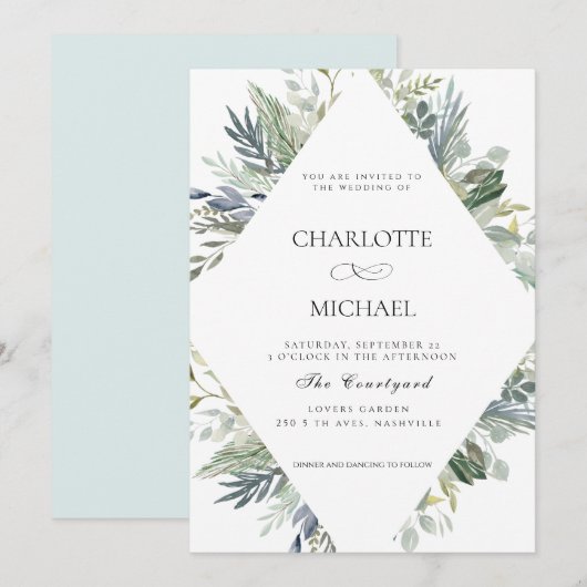 MODERN EUCALYPTUS WEDDING EINLADUNG (Vorne/Hinten)