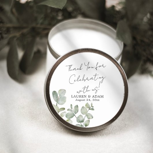 Modern Eucalyptus Wedding Favor Runder Aufkleber