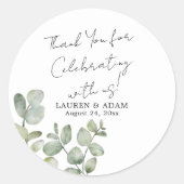 Modern Eucalyptus Wedding Favor Runder Aufkleber (Vorderseite)