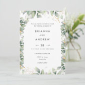 Modern Eucalyptus Wedding Invitation Einladung (Stehend Vorderseite)