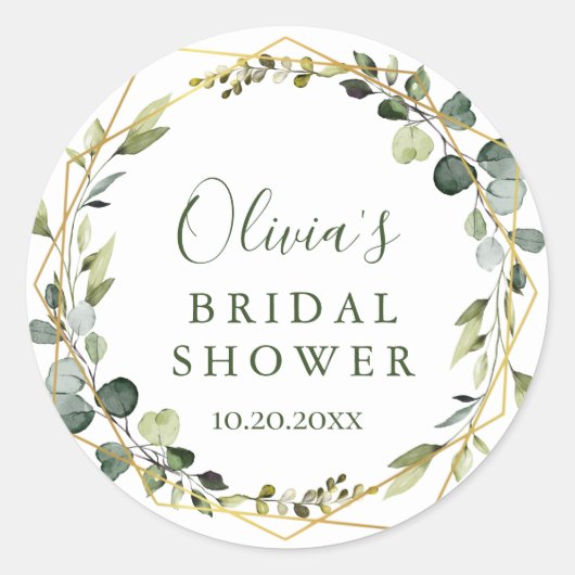 Modern Eucalyptus Wreath Brautparty Boho Runder Aufkleber (Vorderseite)