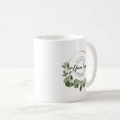 Modern Eucalyptus Wreath Custom Business Logo Kaffeetasse (VorderseiteRechts)