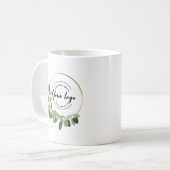 Modern Eucalyptus Wreath Custom Business Logo Kaffeetasse (Vorderseite Links)