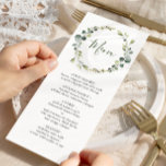 Modern Eucalyptus Wreath Watercolor Wedding Boho Menükarte<br><div class="desc">Für weitere Anpassungen klicken Sie bitte auf den Link "Weitere Anpassung" und verwenden Sie unser Design-Tool,  um diese Vorlage zu ändern.</div>