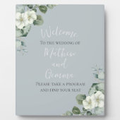 Modern Eukalyptus Design Wedding Sign Fotoplatte (Vorderseite)